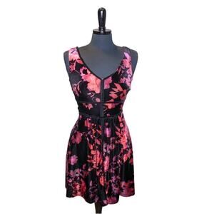 Soma Velvet Dress Pink Black Short V Neckline Witchy Whimsygoth Pixie